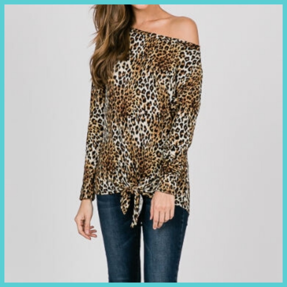 Leopard Print Knot Sweater Top